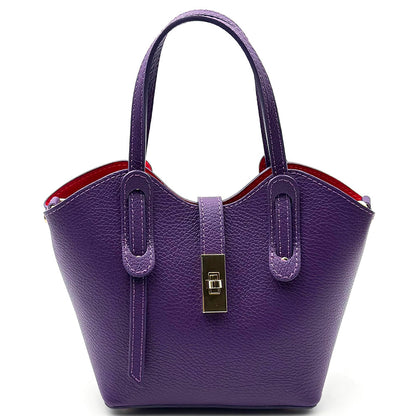 Bianca Small Italian Pebbled Leather Crossbody Tote Bag - Made In Italy