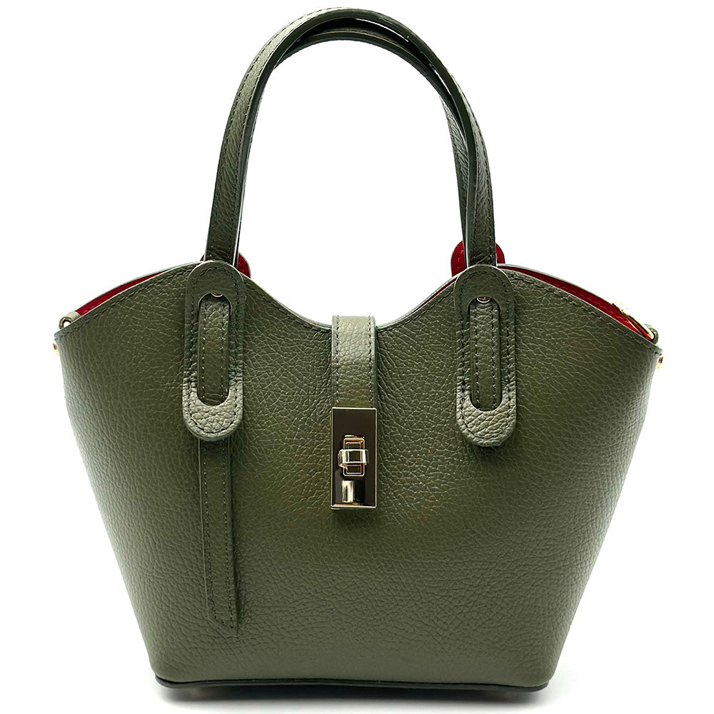 Bianca Small Italian Pebbled Leather Crossbody Tote Bag - Made In Italy