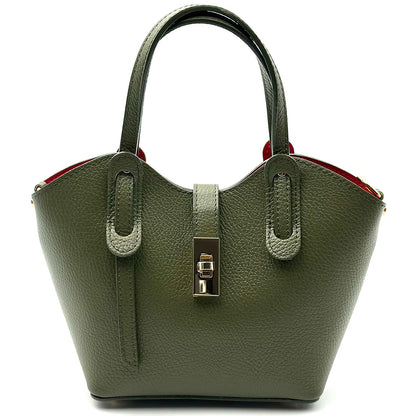 Bianca Small Italian Pebbled Leather Crossbody Tote Bag - Made In Italy