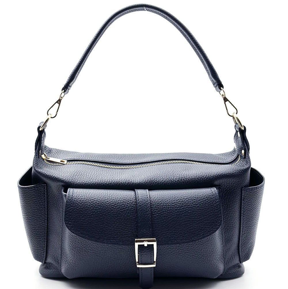 Delvira Pocket Cow Leather Shoulder Bag - Made In Italy