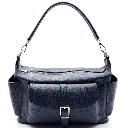 Delvira Pocket Cow Leather Shoulder Bag - Made In Italy