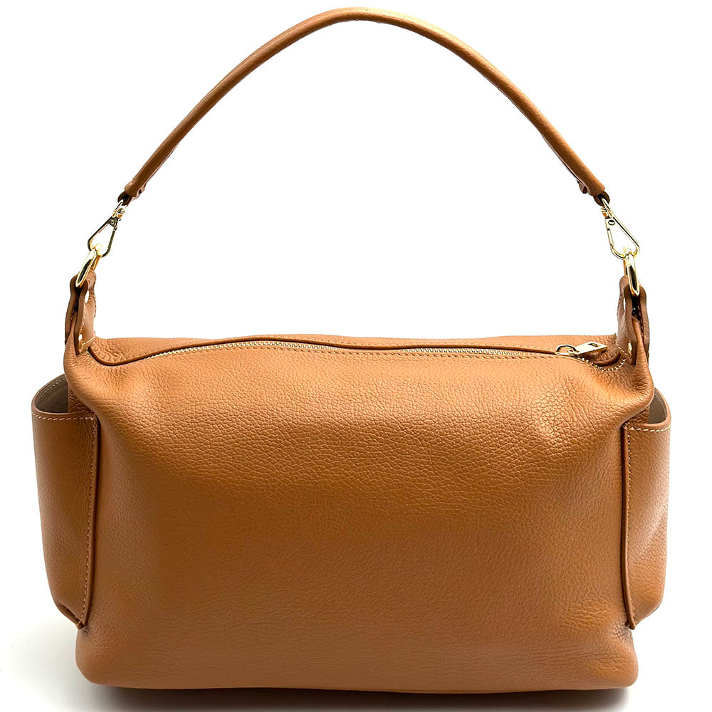 Delvira Pocket Cow Leather Shoulder Bag - Made In Italy