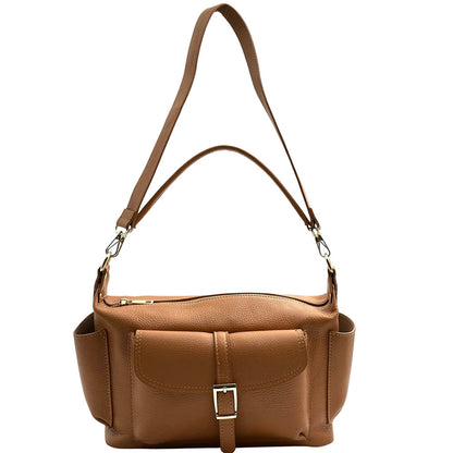 Delvira Pocket Cow Leather Shoulder Bag - Made In Italy