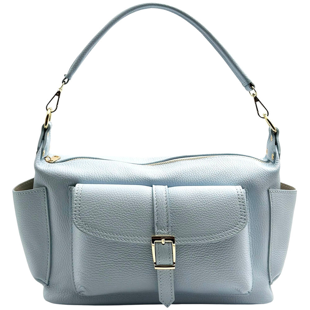 Delvira Pocket Cow Leather Shoulder Bag - Made In Italy