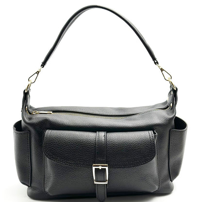 Delvira Pocket Cow Leather Shoulder Bag - Made In Italy