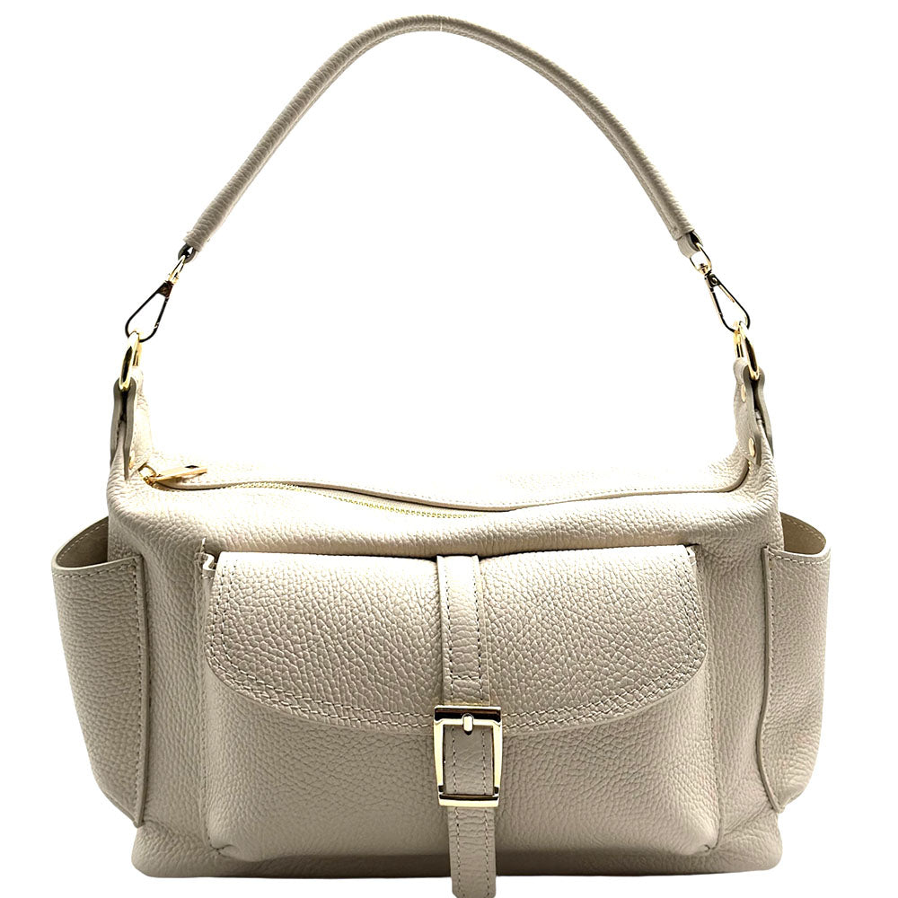 Delvira Pocket Cow Leather Shoulder Bag - Made In Italy