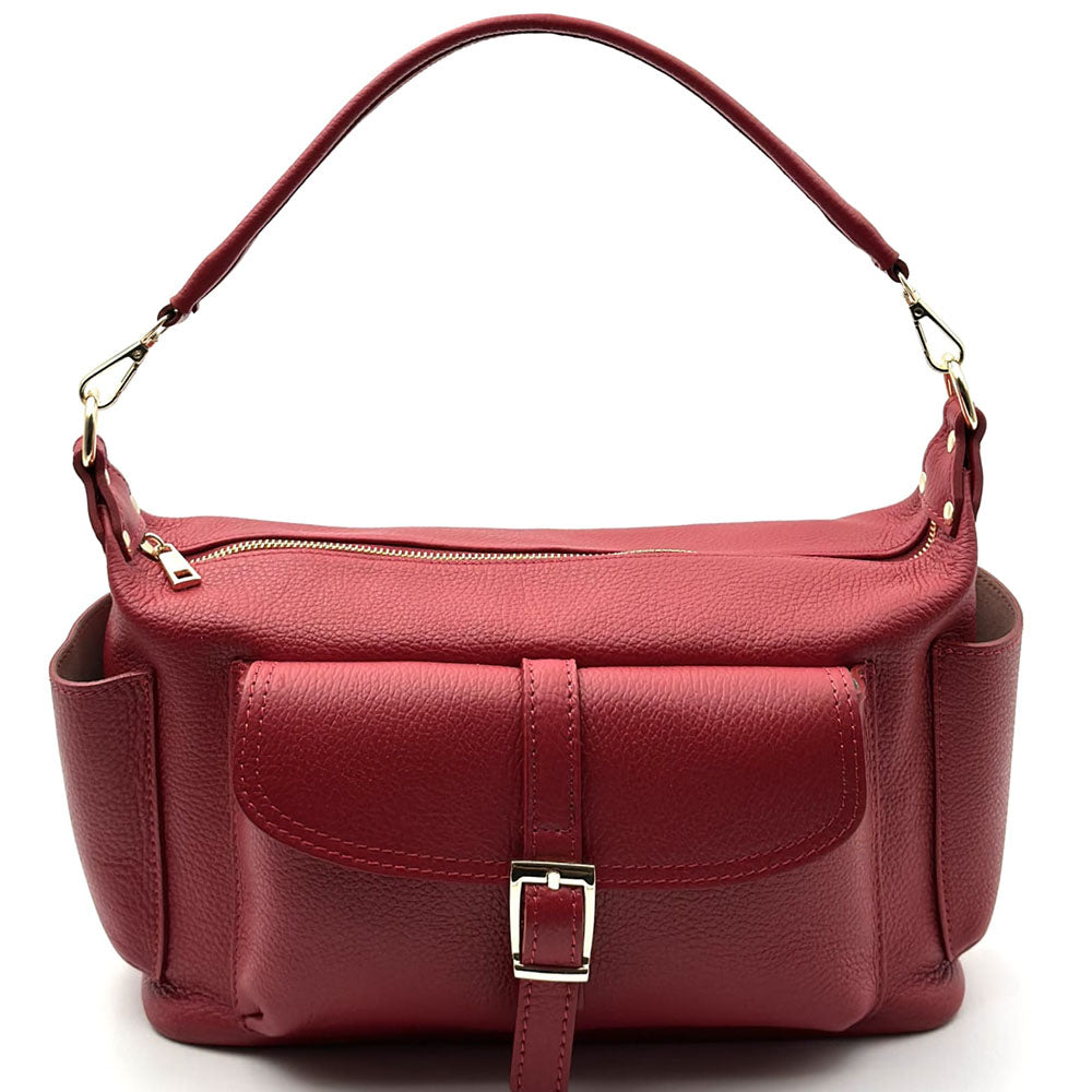 Delvira Pocket Cow Leather Shoulder Bag - Made In Italy
