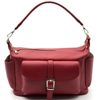 Delvira Pocket Cow Leather Shoulder Bag - Made In Italy