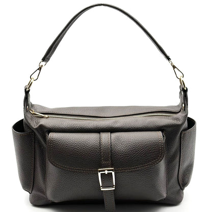 Delvira Pocket Cow Leather Shoulder Bag - Made In Italy