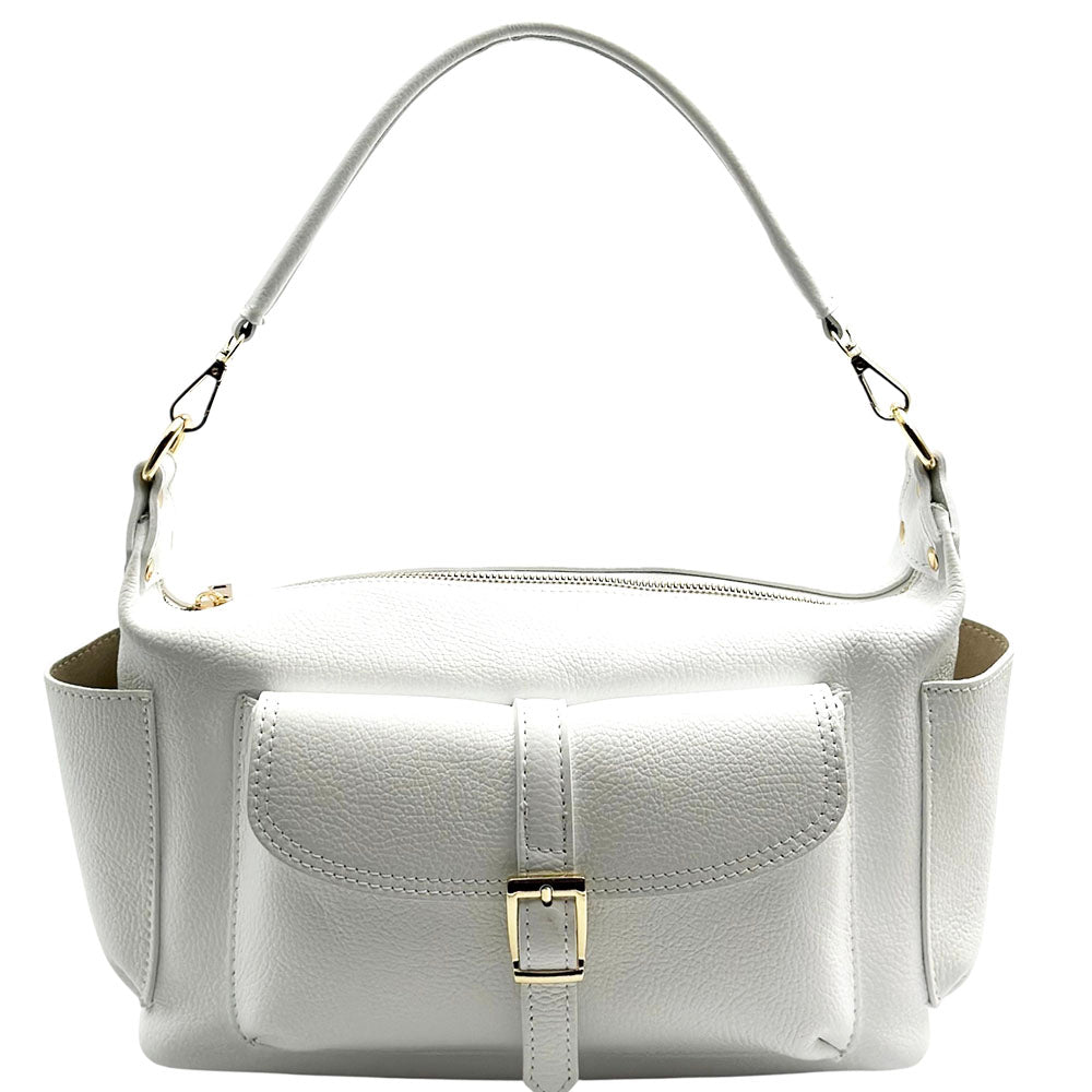 Delvira Pocket Cow Leather Shoulder Bag - Made In Italy