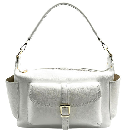 Delvira Pocket Cow Leather Shoulder Bag - Made In Italy
