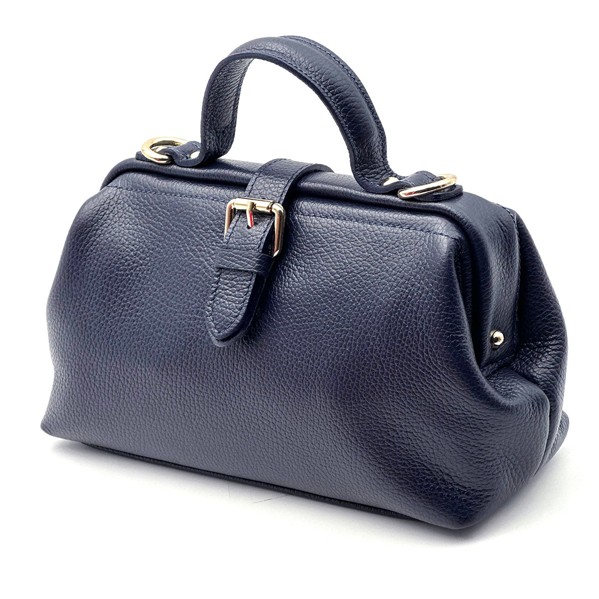 Valeria Italian Leather Doctor Frame Top Handle Bag - Made In Italy