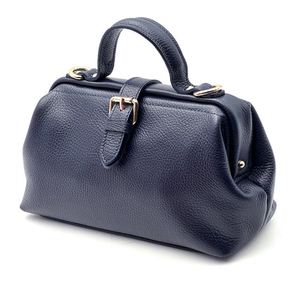 Valeria Italian Leather Doctor Frame Top Handle Bag - Made In Italy