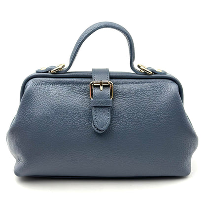 Valeria Italian Leather Doctor Frame Top Handle Bag - Made In Italy