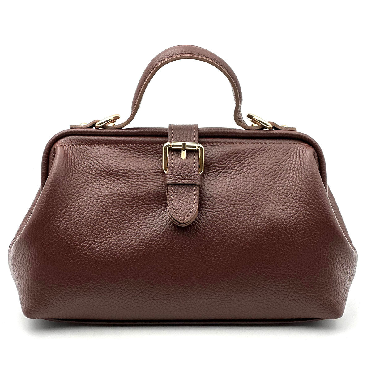 Valeria Italian Leather Doctor Frame Top Handle Bag - Made In Italy