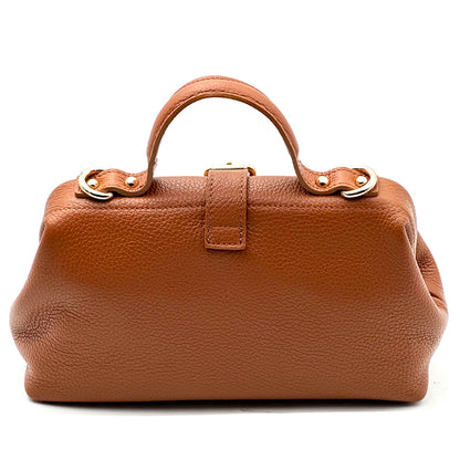 Valeria Italian Leather Doctor Frame Top Handle Bag - Made In Italy