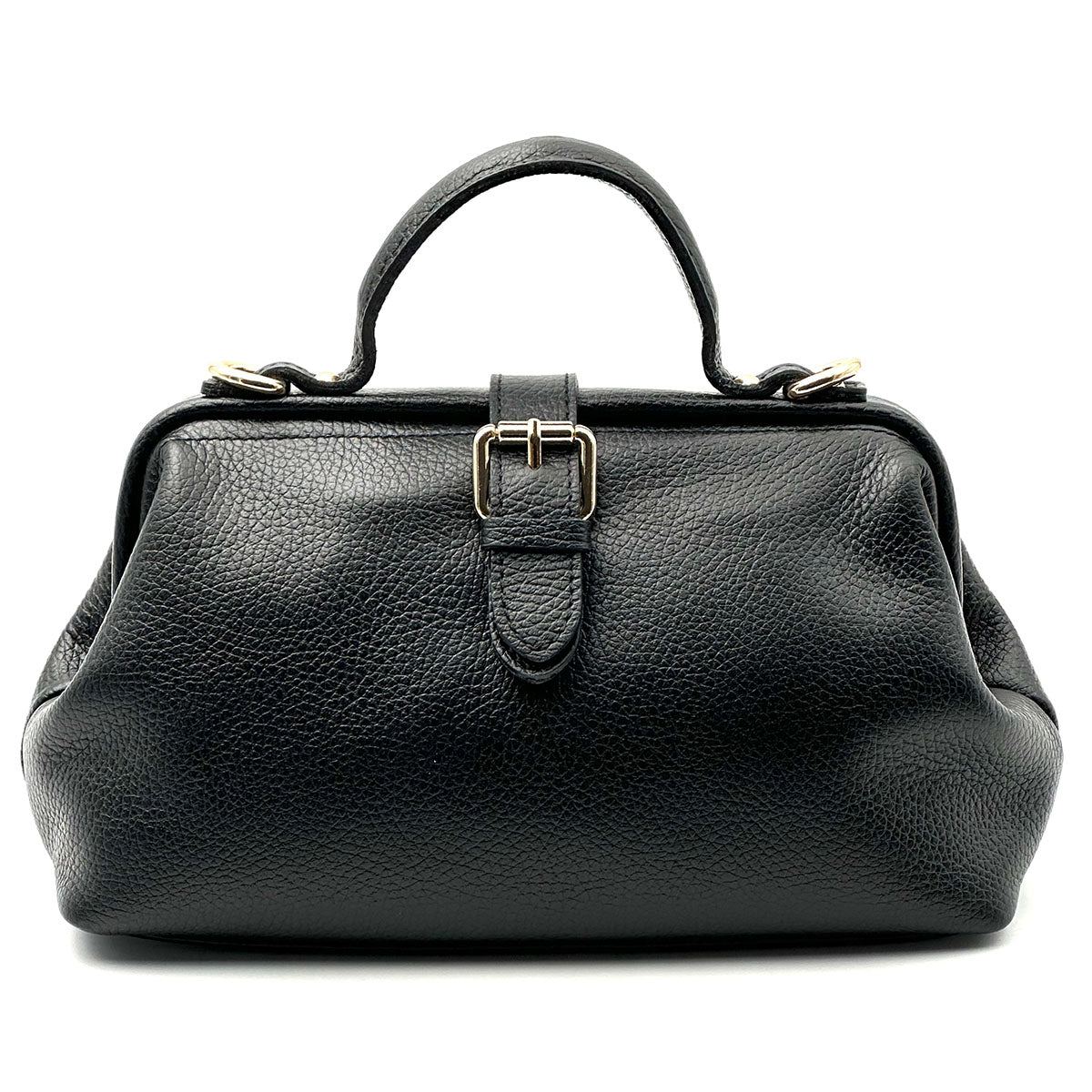 Valeria Italian Leather Doctor Frame Top Handle Bag - Made In Italy
