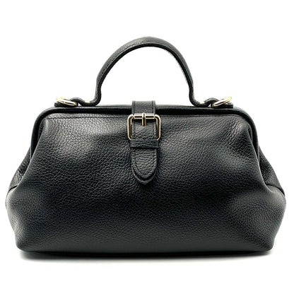 Valeria Italian Leather Doctor Frame Top Handle Bag - Made In Italy
