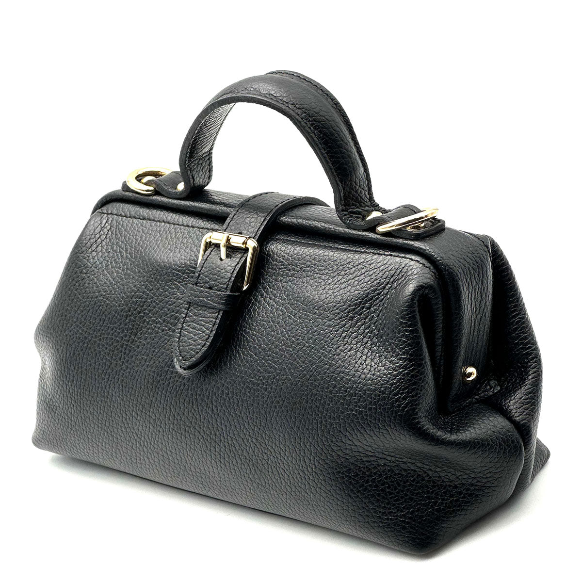Valeria Italian Leather Doctor Frame Top Handle Bag - Made In Italy