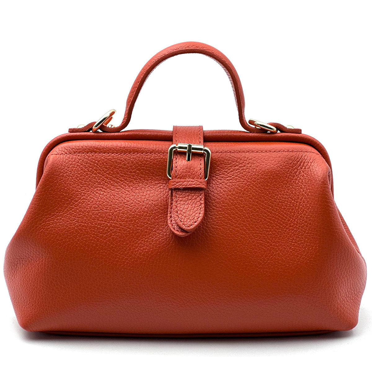 Valeria Italian Leather Doctor Frame Top Handle Bag - Made In Italy