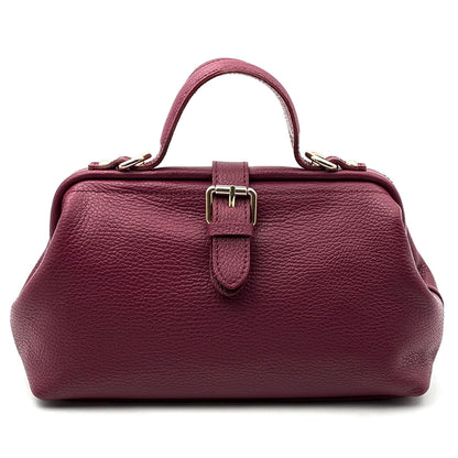 Valeria Italian Leather Doctor Frame Top Handle Bag - Made In Italy