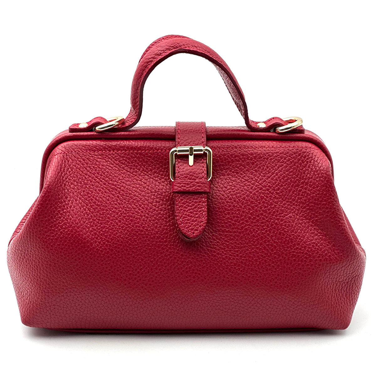 Valeria Italian Leather Doctor Frame Top Handle Bag - Made In Italy