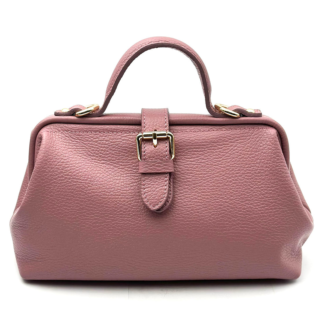 Valeria Italian Leather Doctor Frame Top Handle Bag - Made In Italy