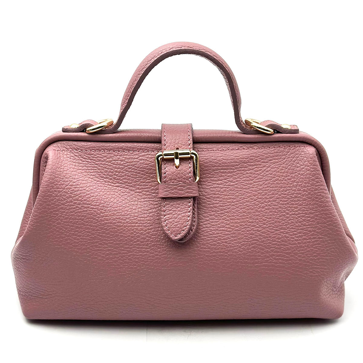 Valeria Italian Leather Doctor Frame Top Handle Bag - Made In Italy