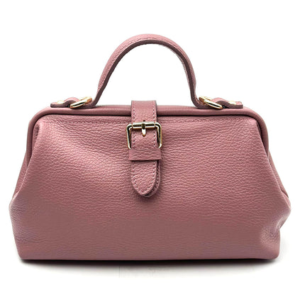 Valeria Italian Leather Doctor Frame Top Handle Bag - Made In Italy