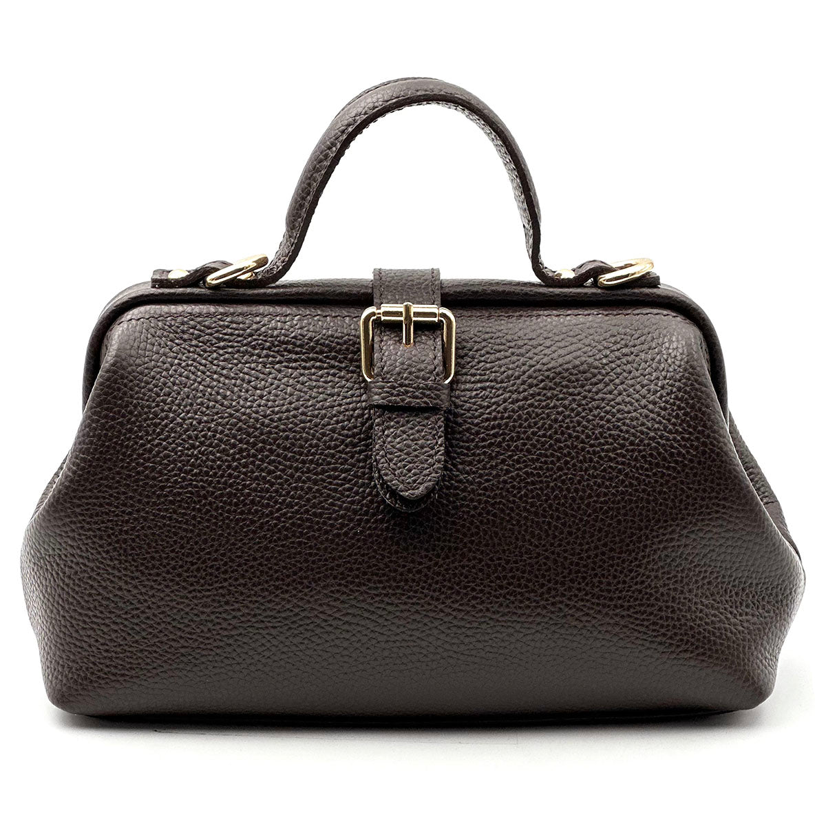 Valeria Italian Leather Doctor Frame Top Handle Bag - Made In Italy