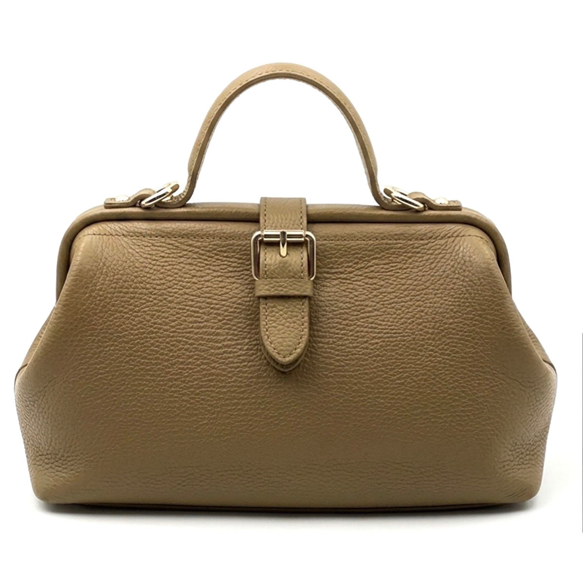 Valeria Italian Leather Doctor Frame Top Handle Bag - Made In Italy