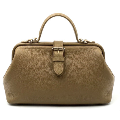 Valeria Italian Leather Doctor Frame Top Handle Bag - Made In Italy