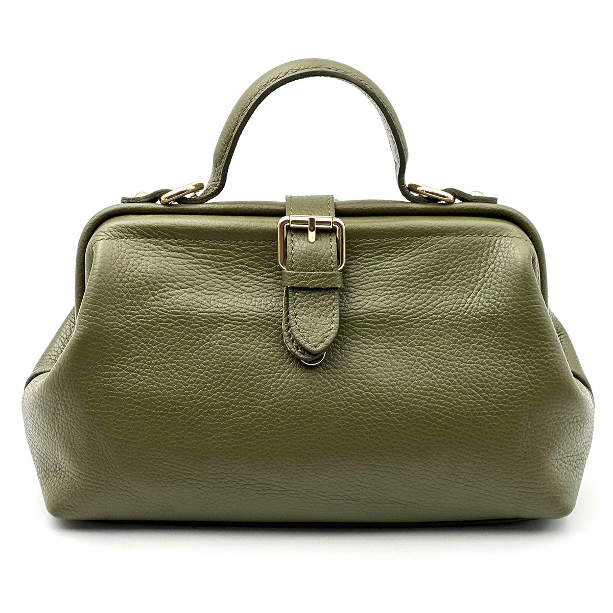 Valeria Italian Leather Doctor Frame Top Handle Bag - Made In Italy