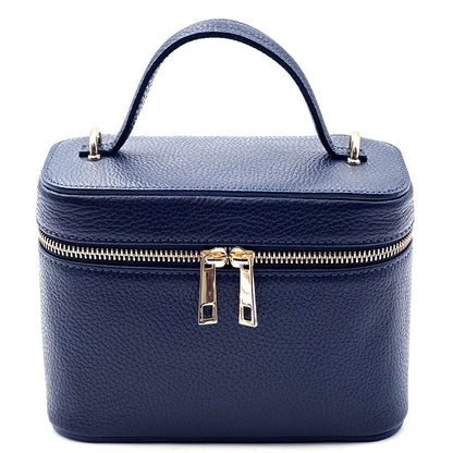 Marzia Structured Leather Vanity &amp; Crossbody Bag - Made In Italy