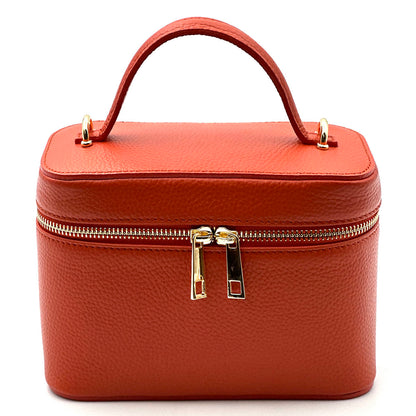 Marzia Structured Leather Vanity &amp; Crossbody Bag - Made In Italy