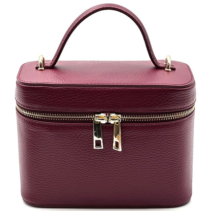 Marzia Structured Leather Vanity &amp; Crossbody Bag - Made In Italy
