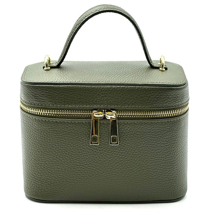 Marzia Structured Leather Vanity &amp; Crossbody Bag - Made In Italy