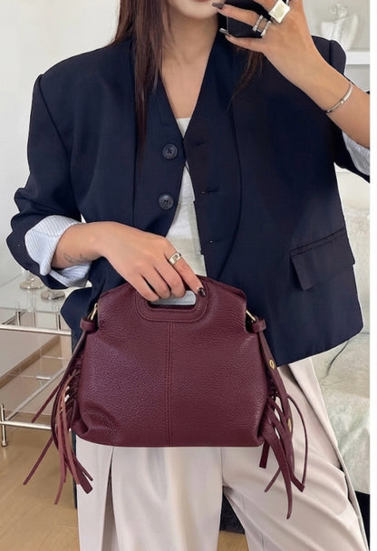 Nazareth Italian Leather Fringe Bag - Made In Italy