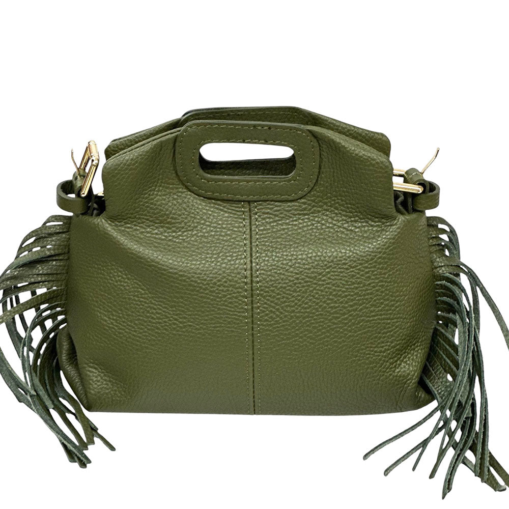 Nazareth Italian Leather Fringe Bag - Made In Italy