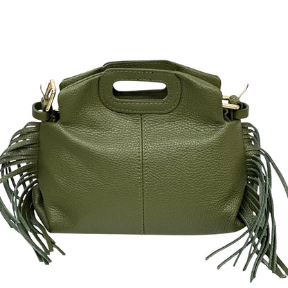 Nazareth Italian Leather Fringe Bag - Made In Italy
