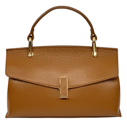 Casimira Compact Italian Leather Envelope Flap Top Handle Bag - Made In Italy