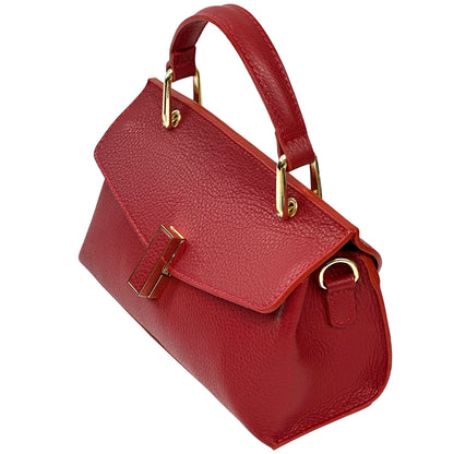 Casimira Compact Italian Leather Envelope Flap Top Handle Bag - Made In Italy