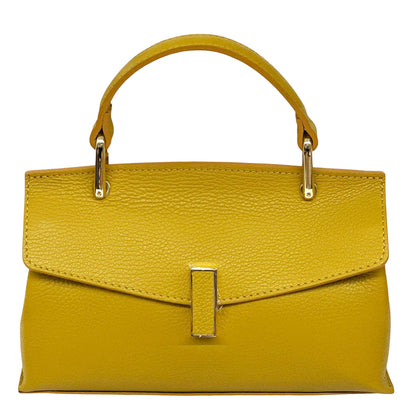 Casimira Compact Italian Leather Envelope Flap Top Handle Bag - Made In Italy