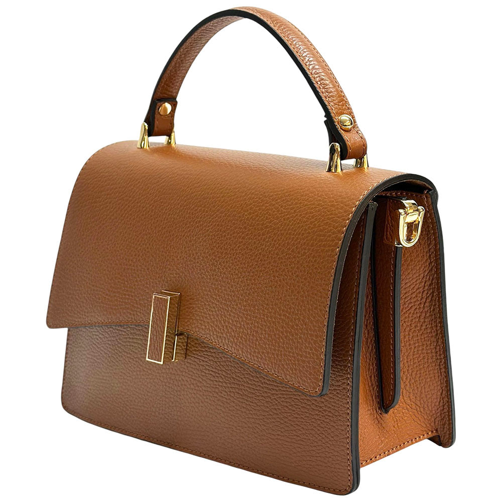 Flaminia Structured Italian Cow Leather Handbag - Made In Italy