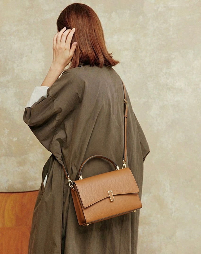 Flaminia Structured Italian Cow Leather Handbag - Made In Italy