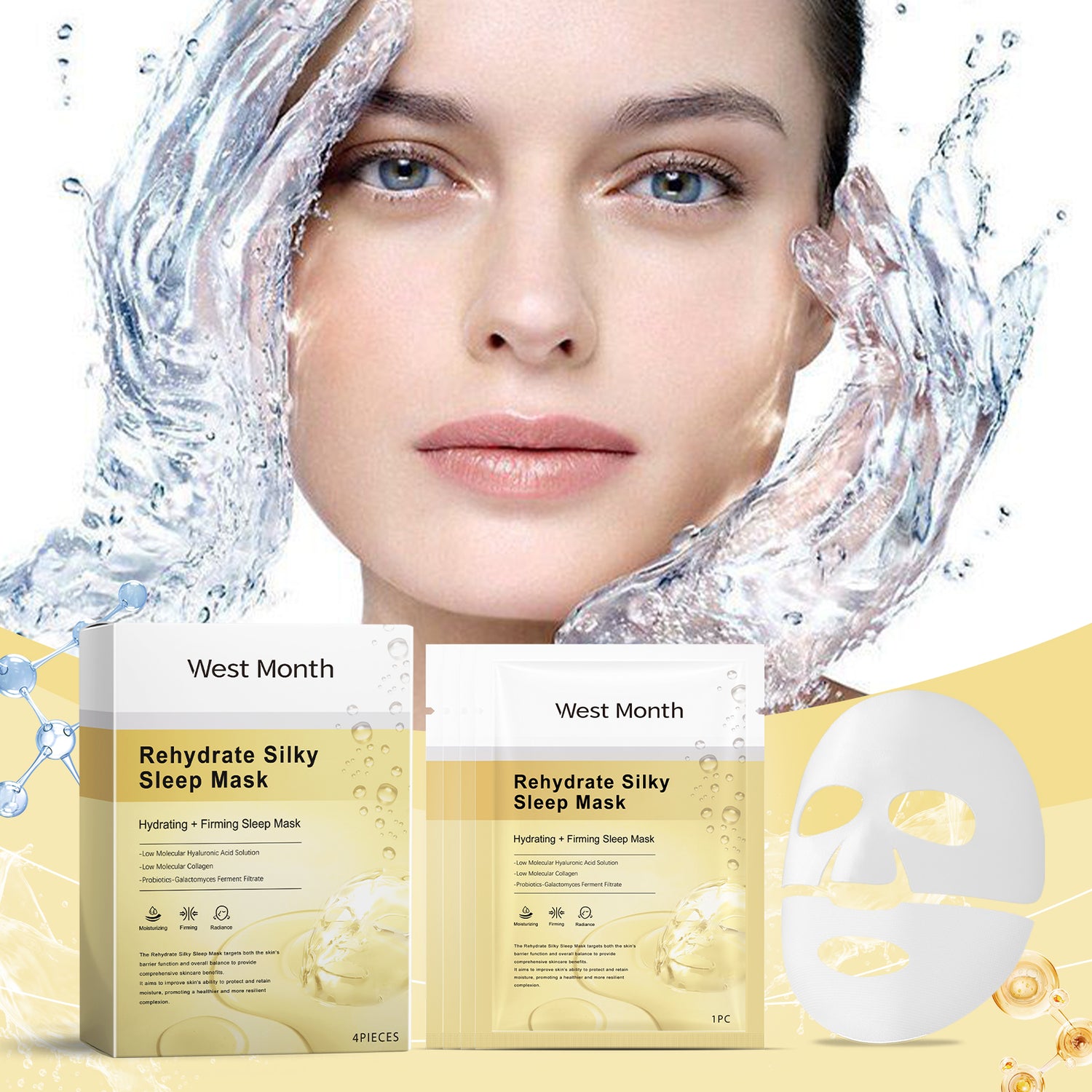 West&amp;Month Collagen Moisturizing Mask Nourishes The Facial Skin And Hydrates The Facial Skin