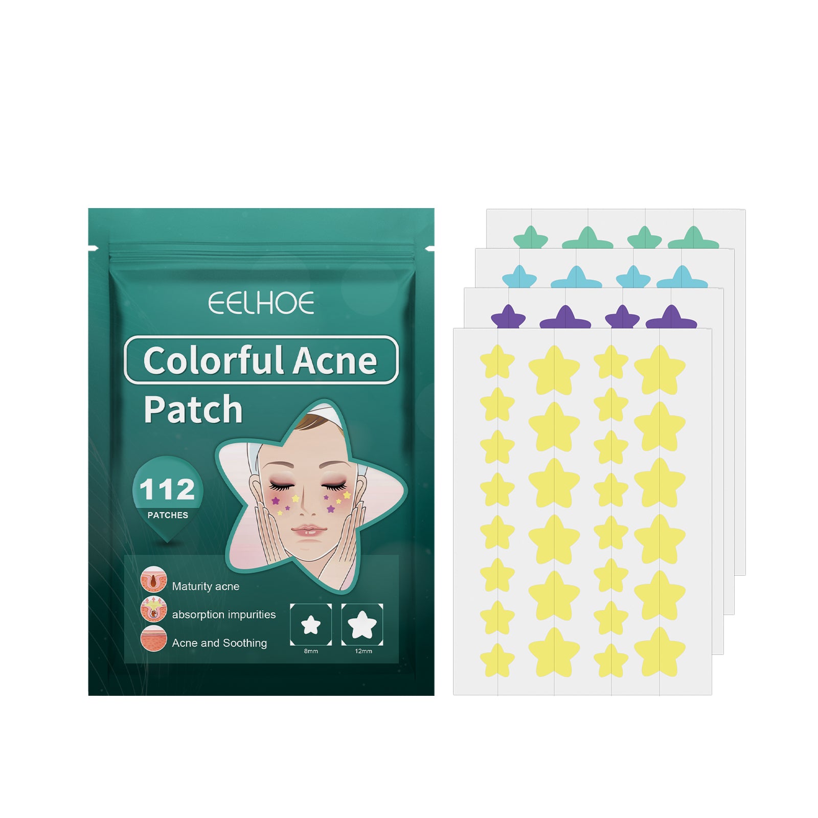 EELHOE Star Acne Patch Gentle Cleansing Lighten Acne Soothing Skin Acne Patch Facial Cleansing Treatment