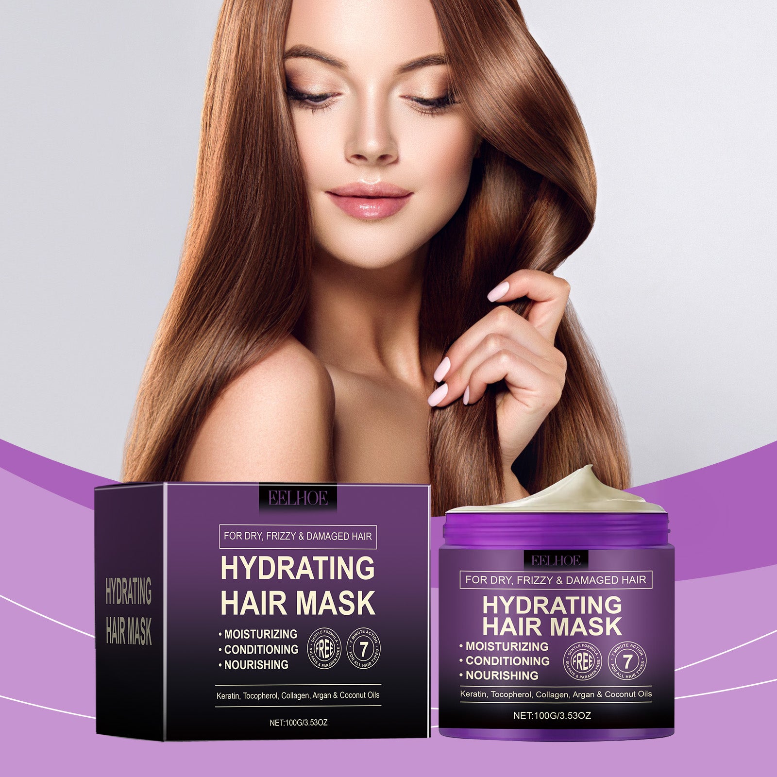 EELHOE Collagen Hair Mask Nourishing Moisturizing Repair Hydrating Hair Soft, Fluffy And Moisturizing Essence Hair Mask