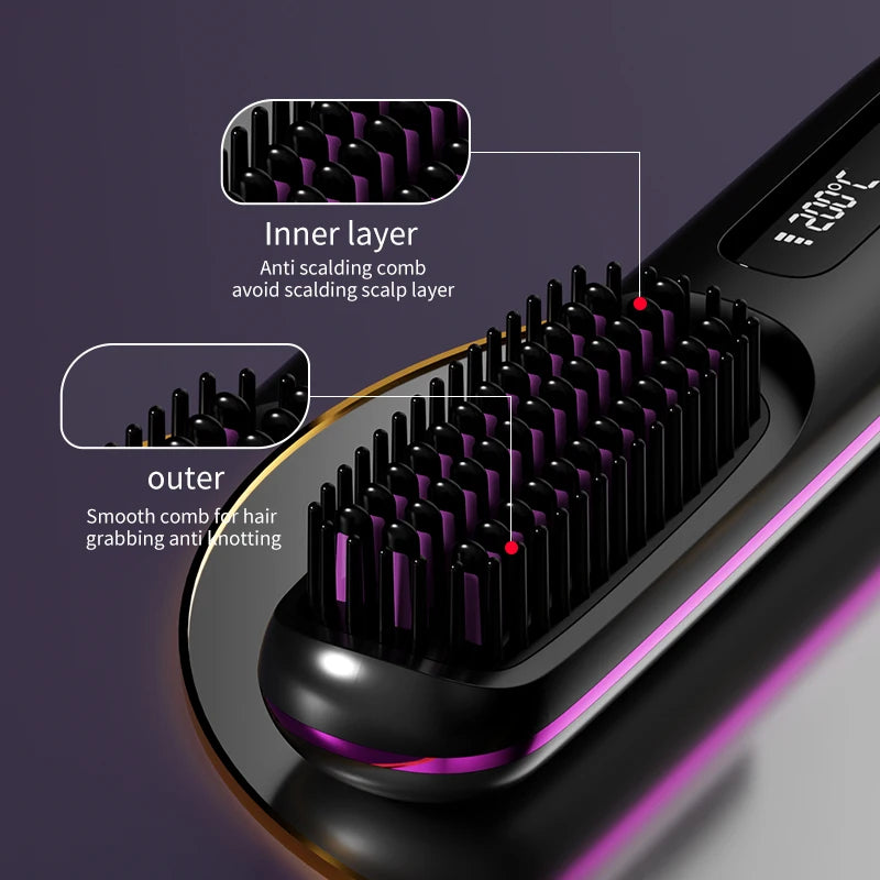 Home Travel Wireless Straightener, Digital Adjustable Styling Tool, Women&
