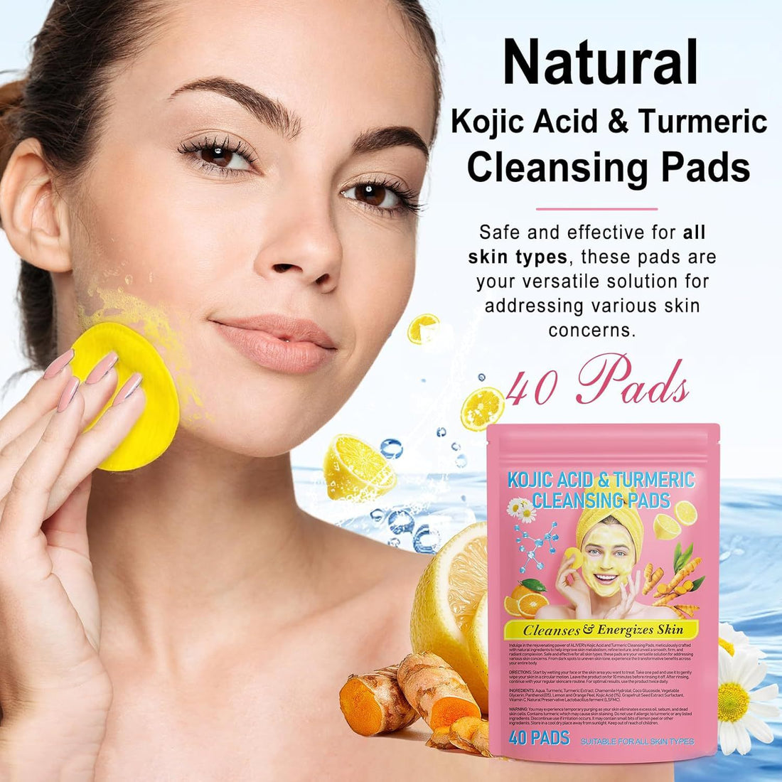 Kojic Acid Pads Gentle Exfoliating Cleansing Pad 40 Pieces